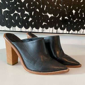 Tibi black leather pointed toe mules size 7.5
